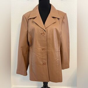 Dialogue Light brown washable real leather jacket size Large